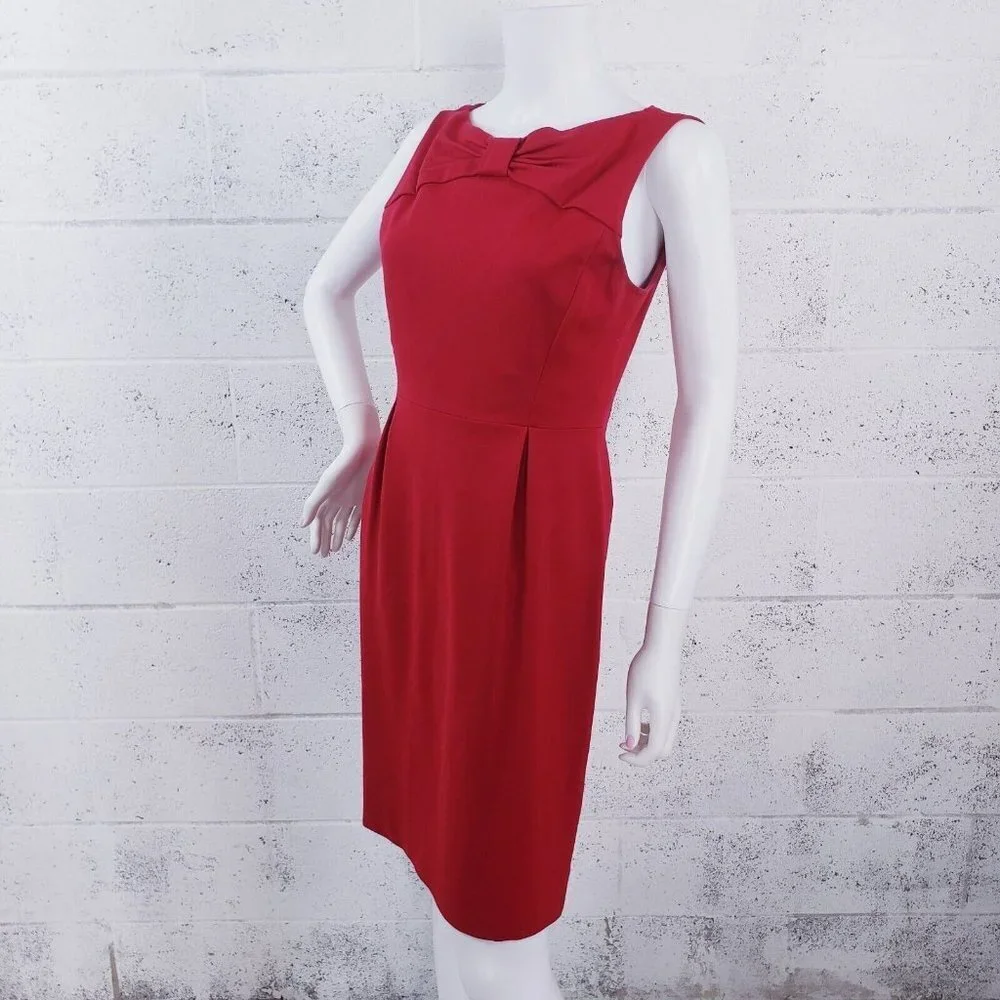 Kate Spade New York Size 6 Sheath Dress Bow Tie Knee‎ Length Sleeveless Red